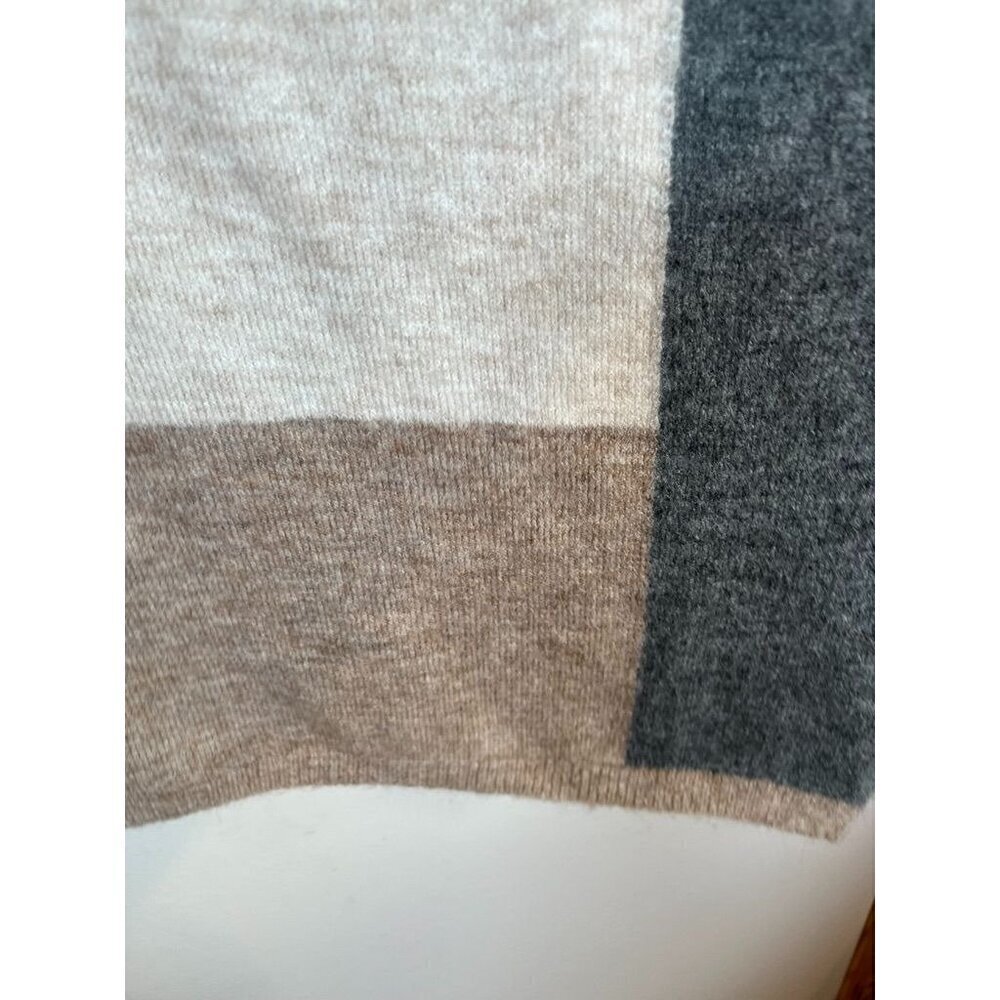 Cherish Sweater Women OS Gray Open Neck Poncho Neutral Color Block Shawl Winter - Picture 5 of 12